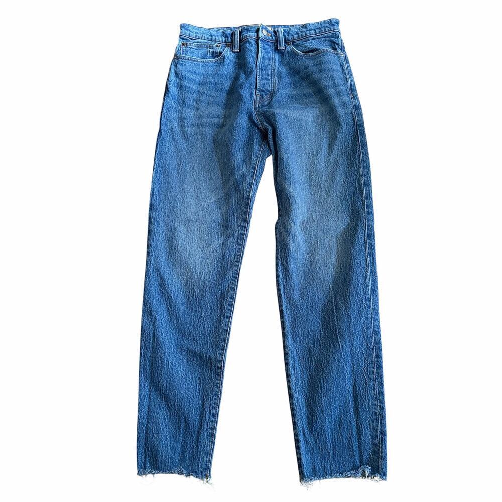 Madewell The Perfect Vintage Jean Blue High Rise Tapered Raw Hem Denim 31